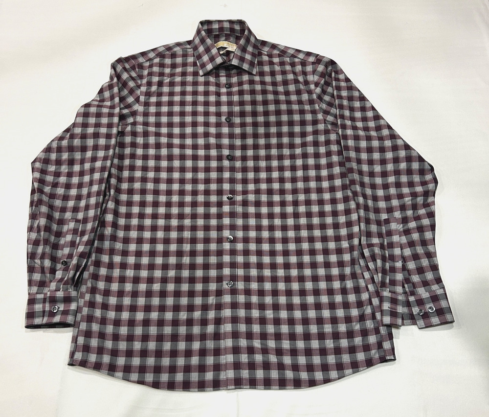Mens Michael Kors Dress Shirt, Dark Gray/Purple, 15 1/2